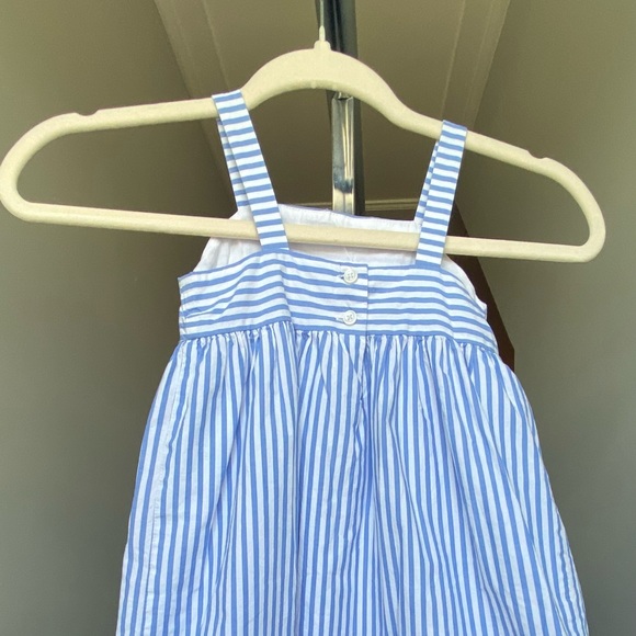 Janie and jack Kids dress size 2t  light blue strips with and bow - Picture 5 of 5